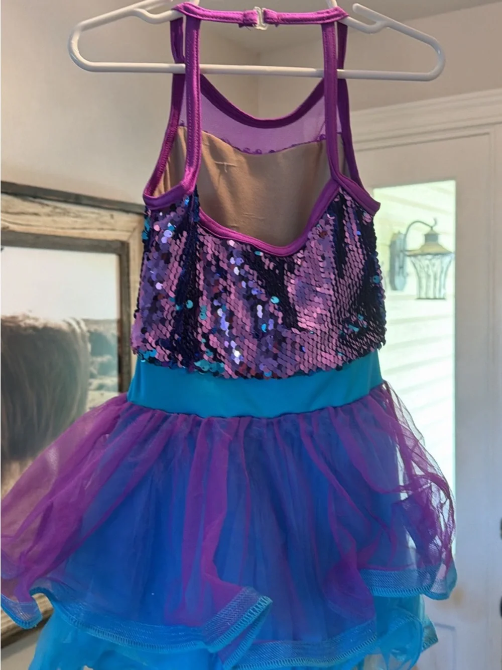 Kids Sequin Mermaid Dance Costume Dress - Purple & Teal